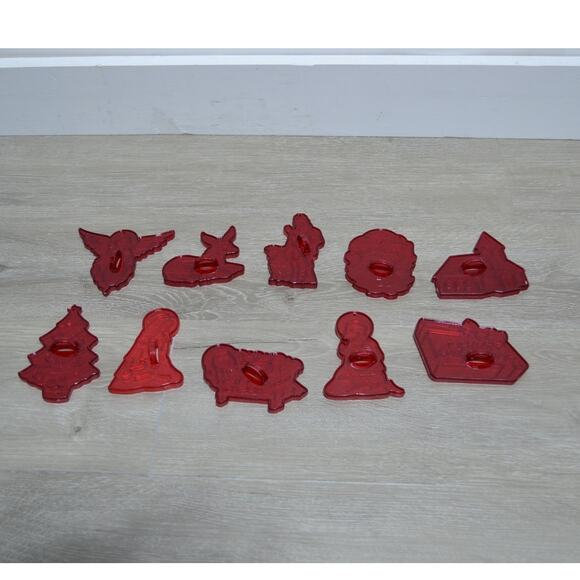 Vintage HRM Red Plastic Cookie Cutters Lot of 10 Christmas Nativity Scene - Picture 1 of 2